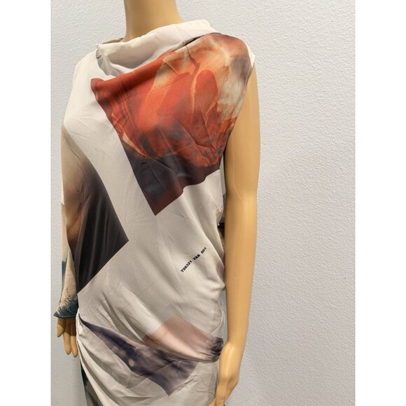 NWT Zara ZW Collection Printed Asymmetric Dress 9375/121 One Sleeve Maxi Small - Picture 6 of 15